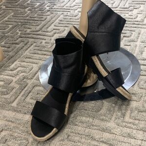 Eileen Fisher Black Leather Sandals